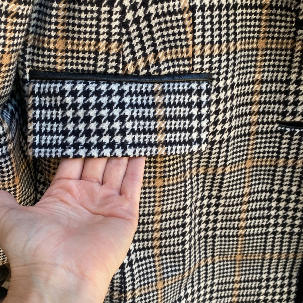 Pendleton Plaid 100% Merino Wool Coat with Lambskin Leather Trim Size 18 - Picture 8 of 16